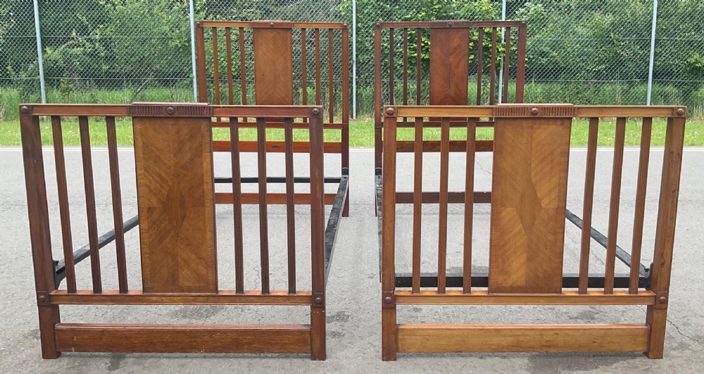Pair Edwardian Mahogany Single Beds View VI