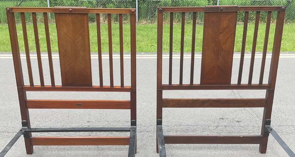 Pair Edwardian Mahogany Single Beds View VII