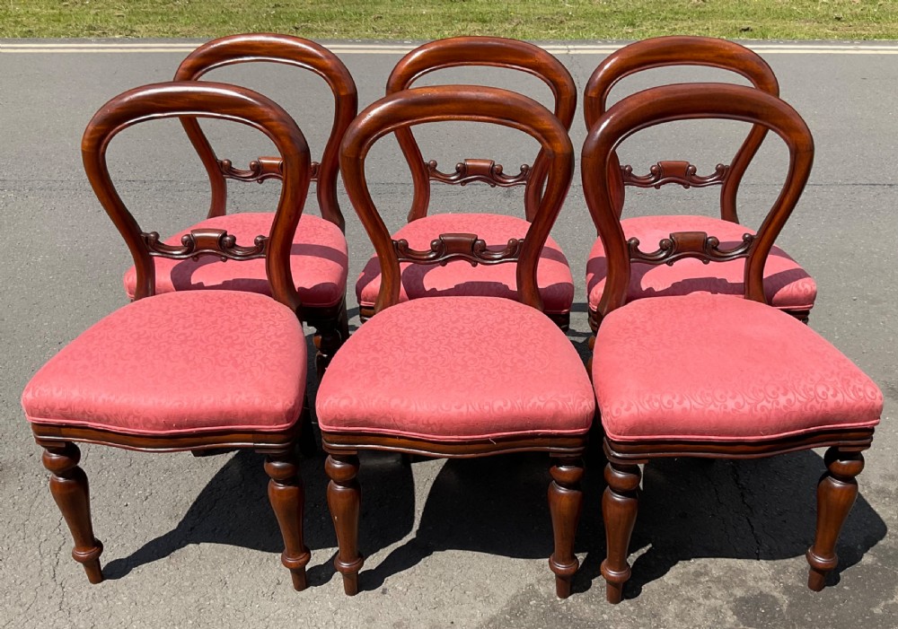 Set of Six Victorian Mahogany Dining Chairs 