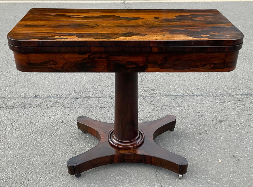 Victorian Rosewood Foldover Pedestal Card Table 