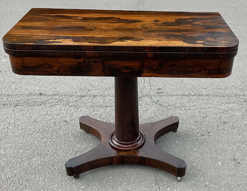 Victorian Rosewood Foldover Pedestal Card Table  View II