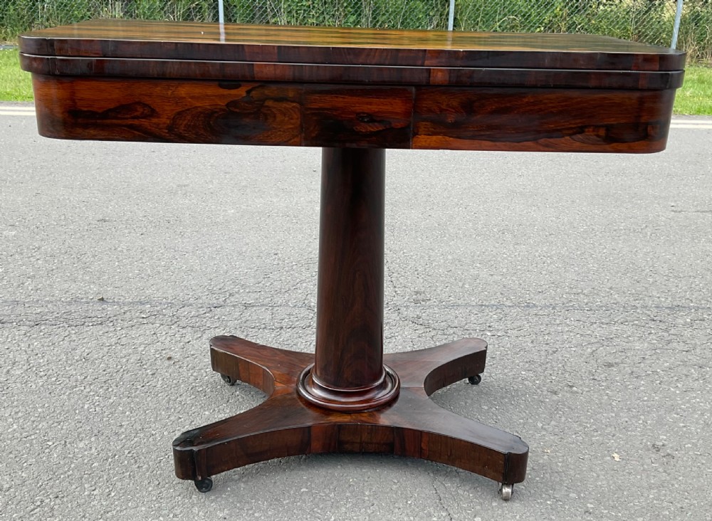 Victorian Rosewood Foldover Pedestal Card Table  View III