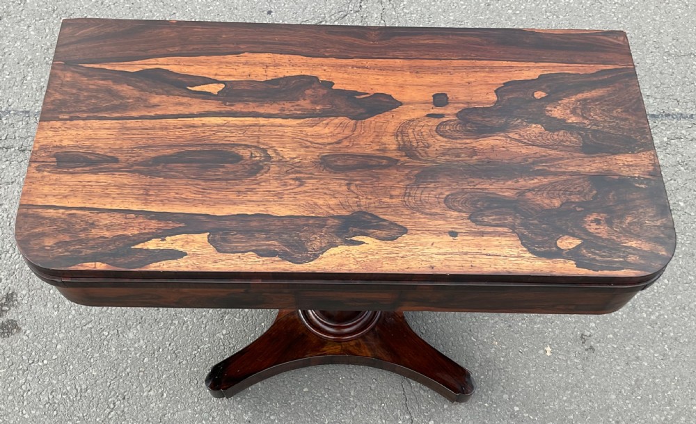 Victorian Rosewood Foldover Pedestal Card Table  View V