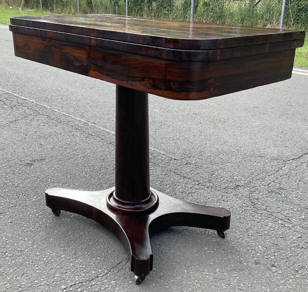 Victorian Rosewood Foldover Pedestal Card Table  View VII