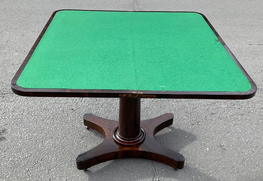 Victorian Rosewood Foldover Pedestal Card Table  View IX