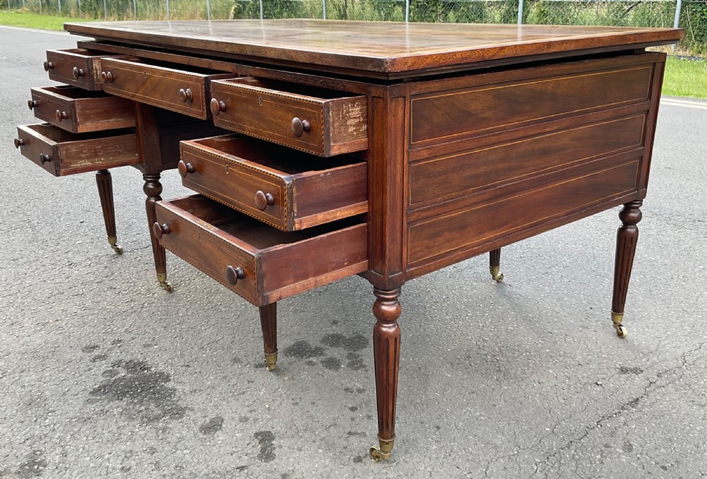 Victorian Inlaid Mahogany Pedestal Partners Desk View VII