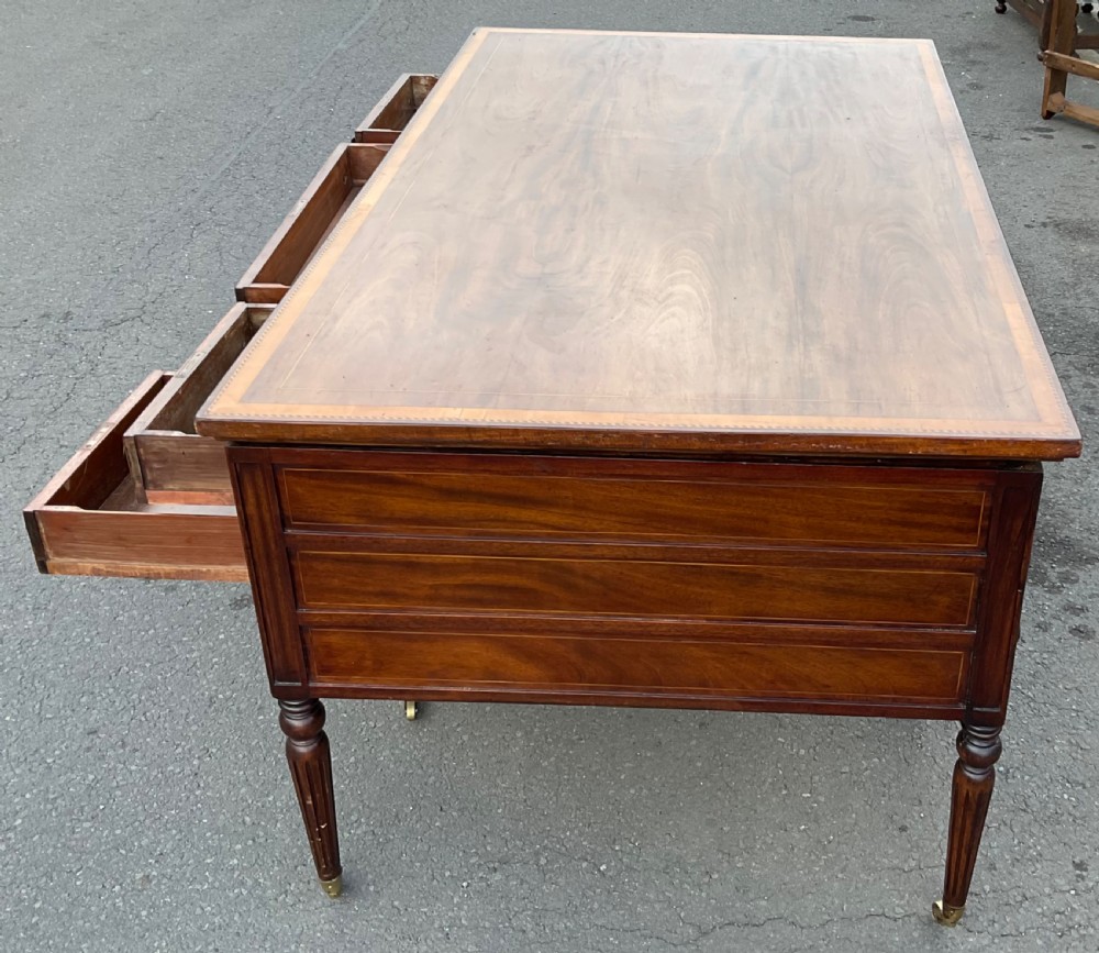 Victorian Inlaid Mahogany Pedestal Partners Desk View XI