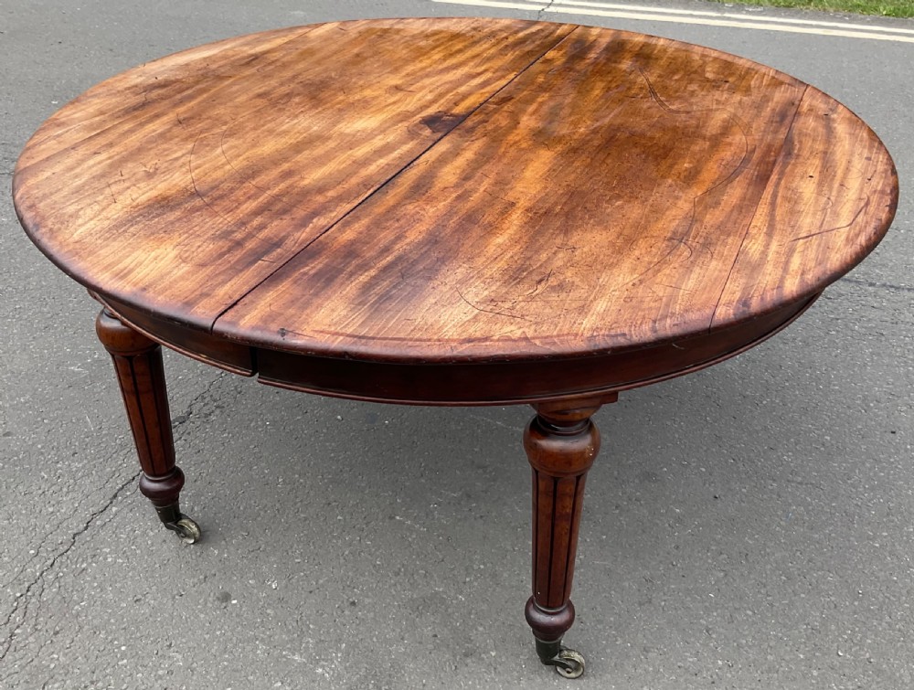 Victorian Round Mahogany Extending Dining Table  View III