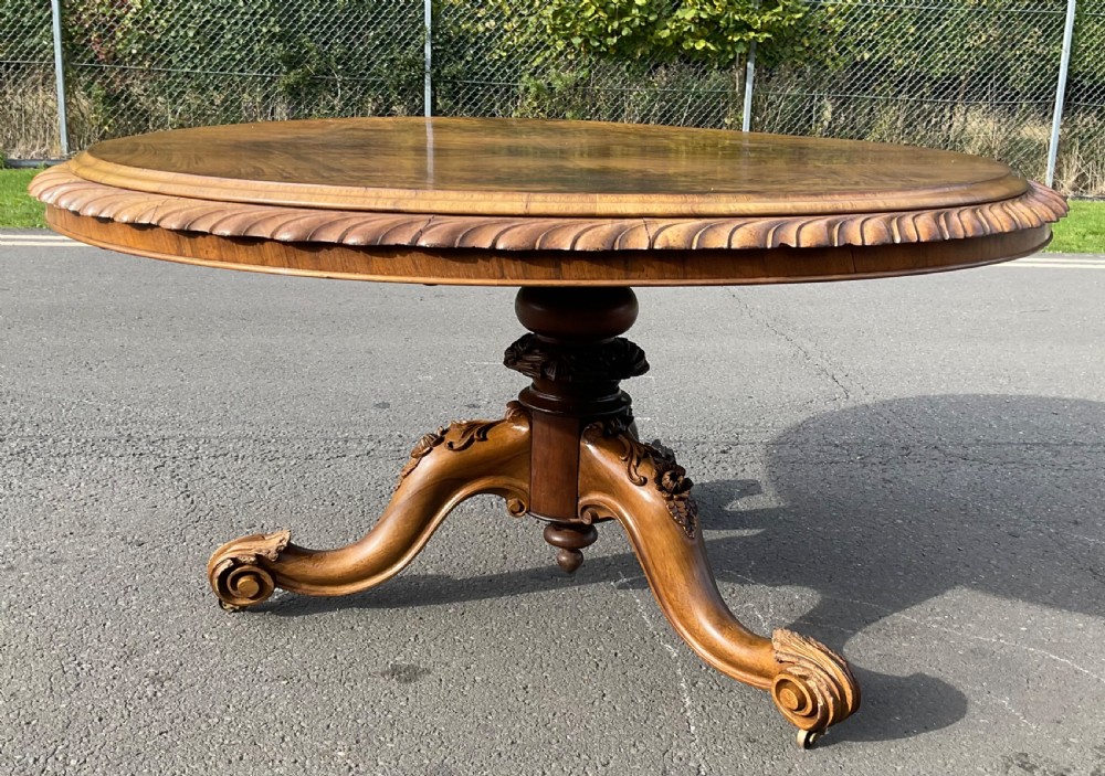 Victorian Round Walnut Pedestal Centre Table  View II