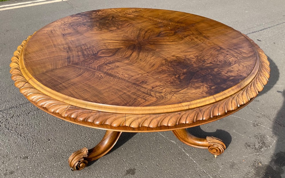 Victorian Round Walnut Pedestal Centre Table  View IV