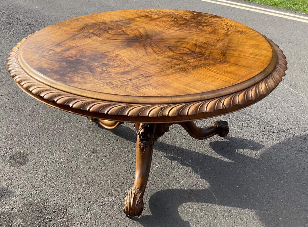 Victorian Round Walnut Pedestal Centre Table  View V