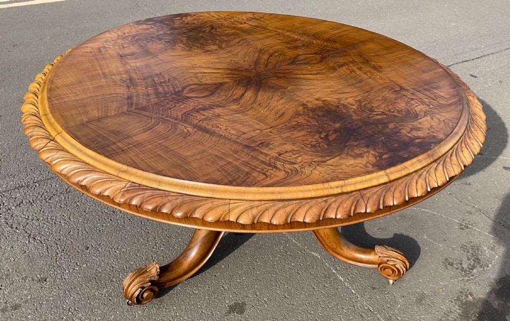 Victorian Round Walnut Pedestal Centre Table  View VI
