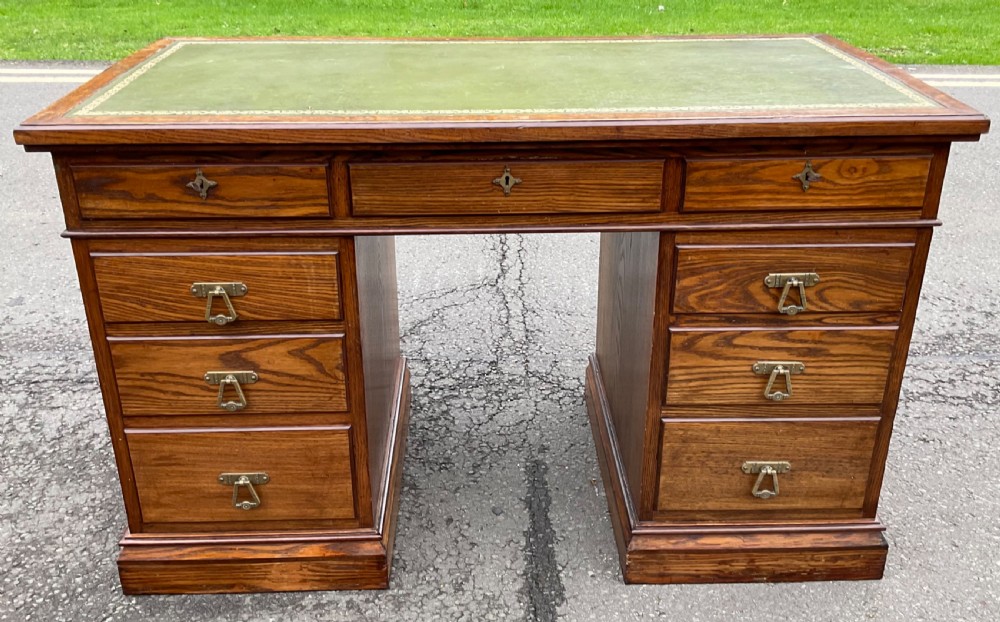 Edwardian Oak Kneehole Writing Desk View II