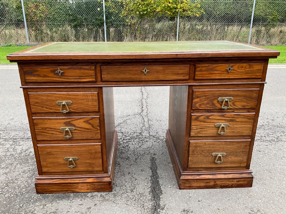 Edwardian Oak Kneehole Writing Desk View IV