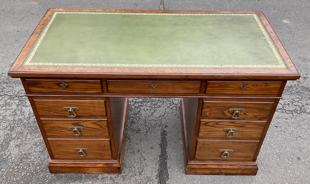 Edwardian Oak Kneehole Writing Desk View VI