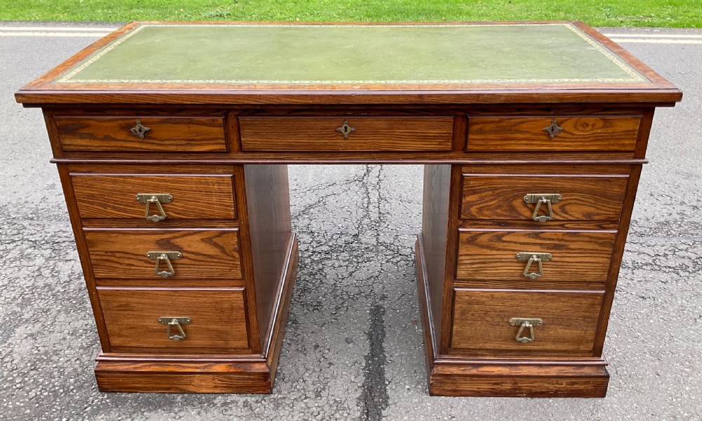 Edwardian Oak Kneehole Writing Desk View VIII