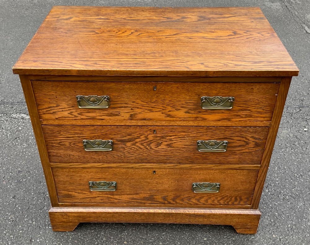 Art Nouveau Solid Oak Chest of Drawers 