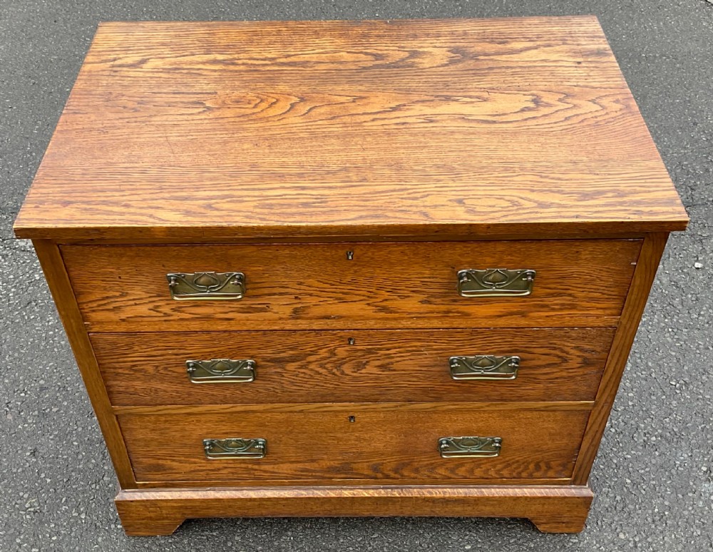 Art Nouveau Solid Oak Chest of Drawers  View II