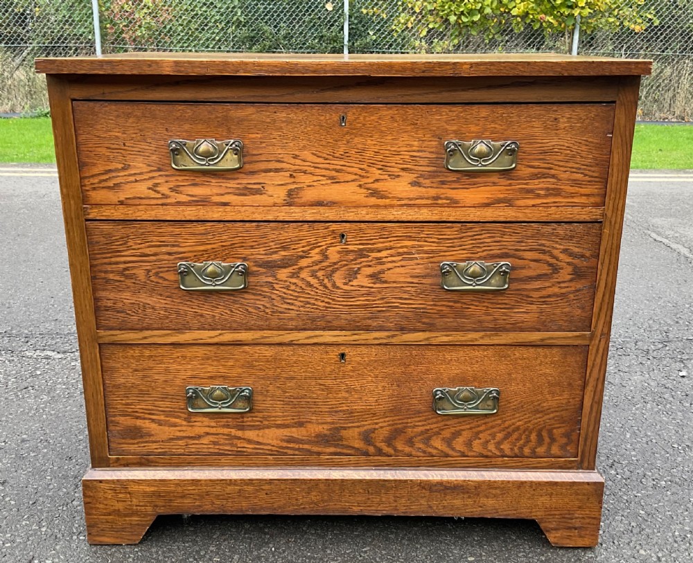 Art Nouveau Solid Oak Chest of Drawers  View III