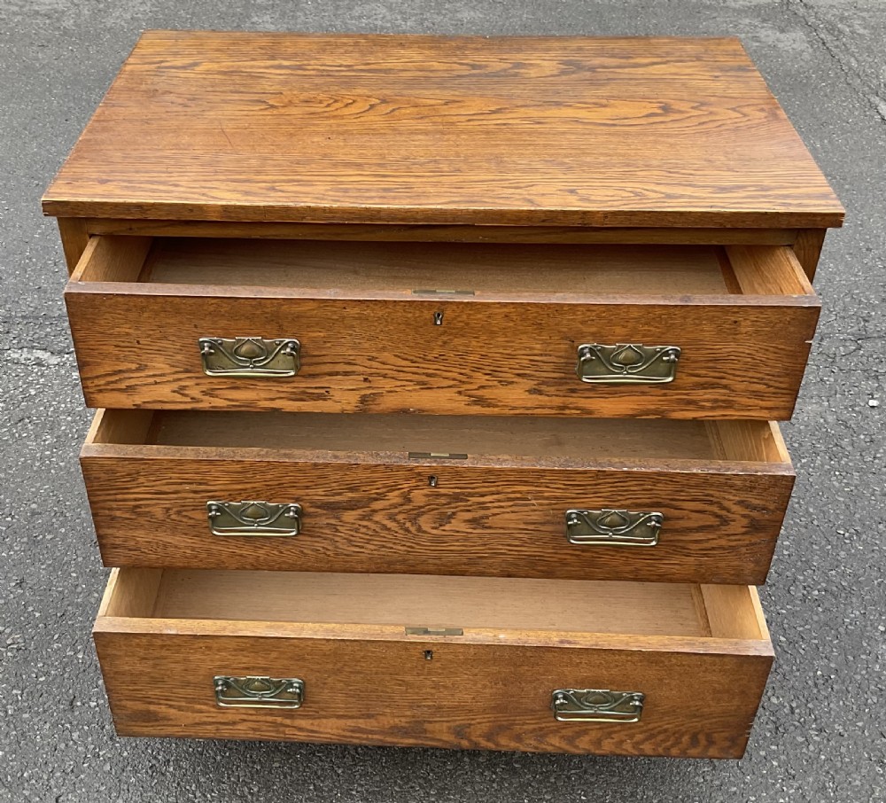 Art Nouveau Solid Oak Chest of Drawers  View IX