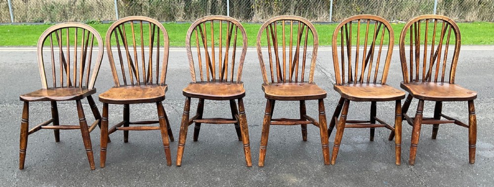Six Windsor Stickback Kitchen Chairs  View II