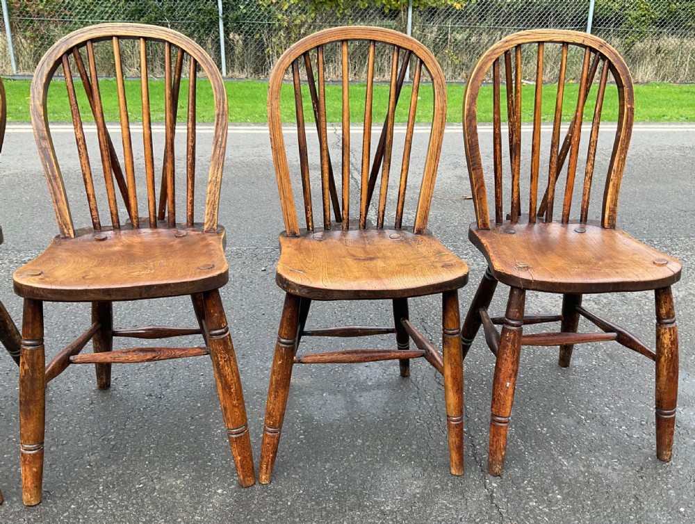 Six Windsor Stickback Kitchen Chairs  View V