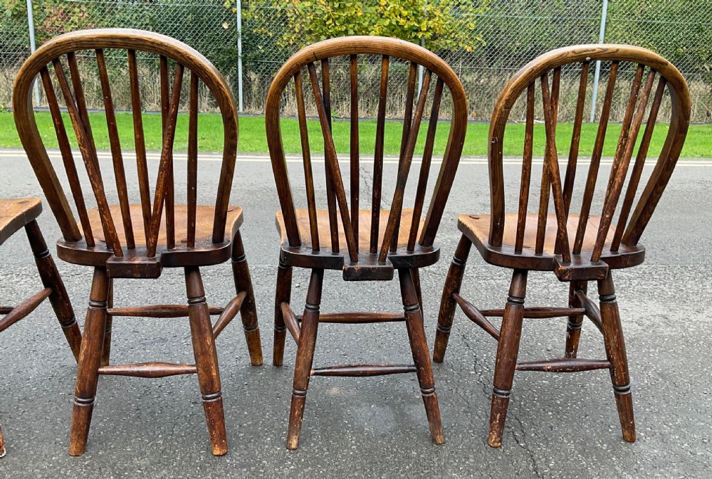 Six Windsor Stickback Kitchen Chairs  View XII