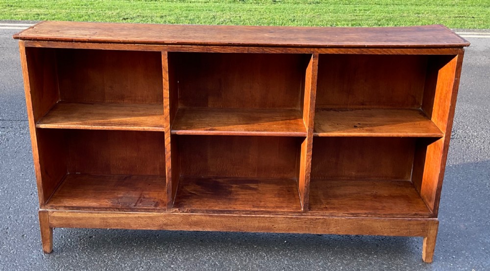 Arts & Craft Long Oak Open Bookcase 