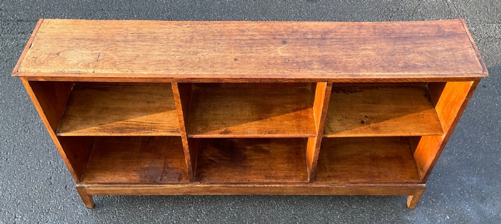 Arts & Craft Long Oak Open Bookcase  View IV