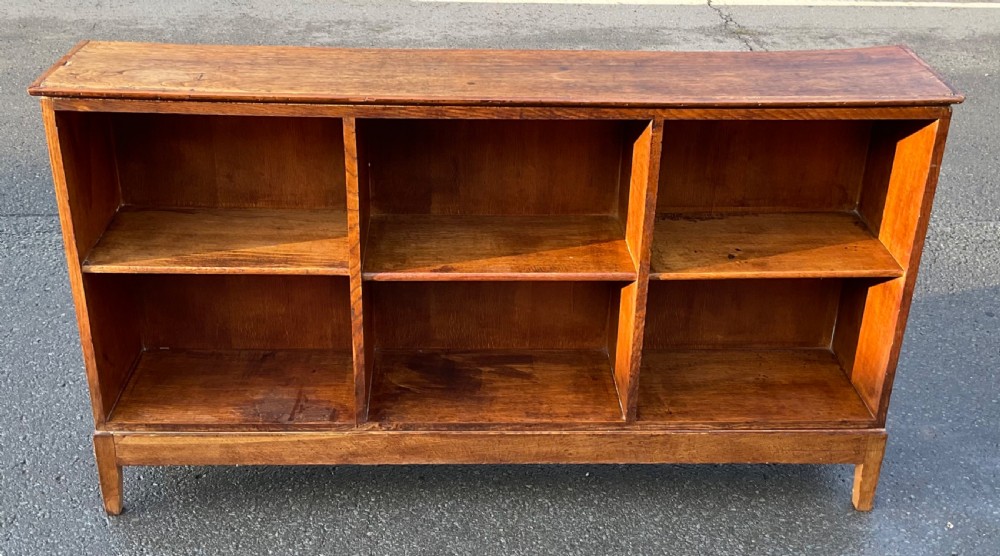 Arts & Craft Long Oak Open Bookcase  View V