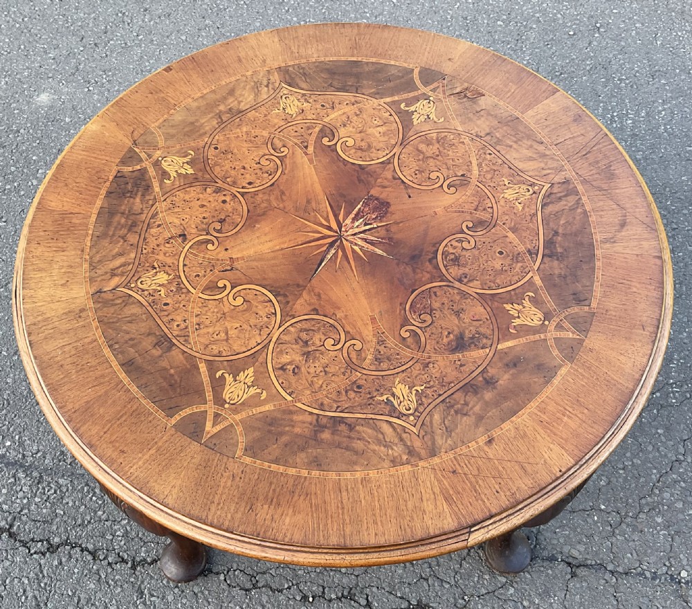 Edwardian Marquetry Inlaid Circular Coffee Table  View II