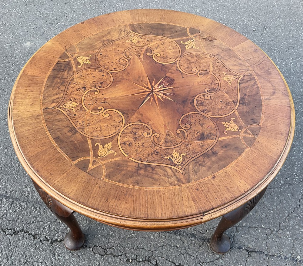 Edwardian Marquetry Inlaid Circular Coffee Table  View III