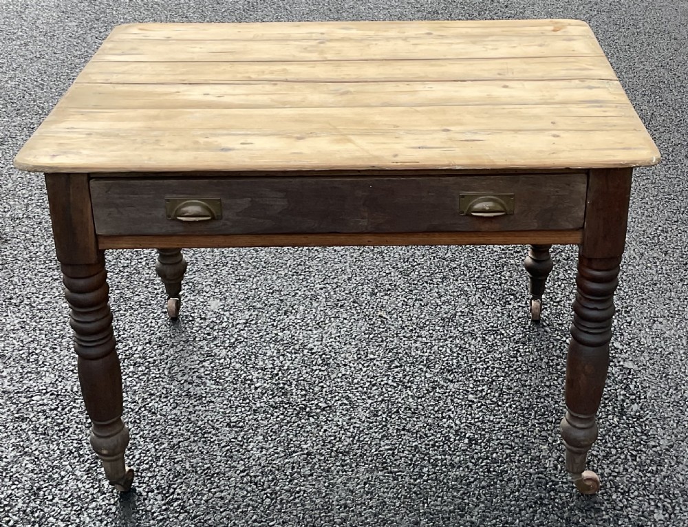 Victorian Pine Top Small Kitchen Table View IV