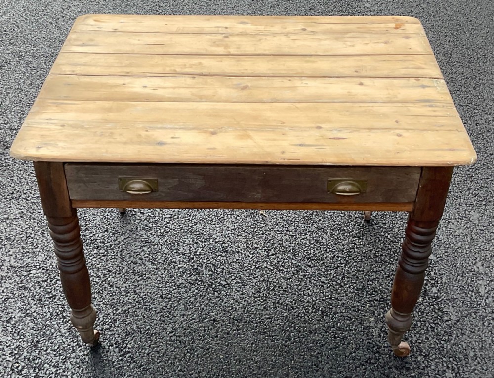 Victorian Pine Top Small Kitchen Table View VI