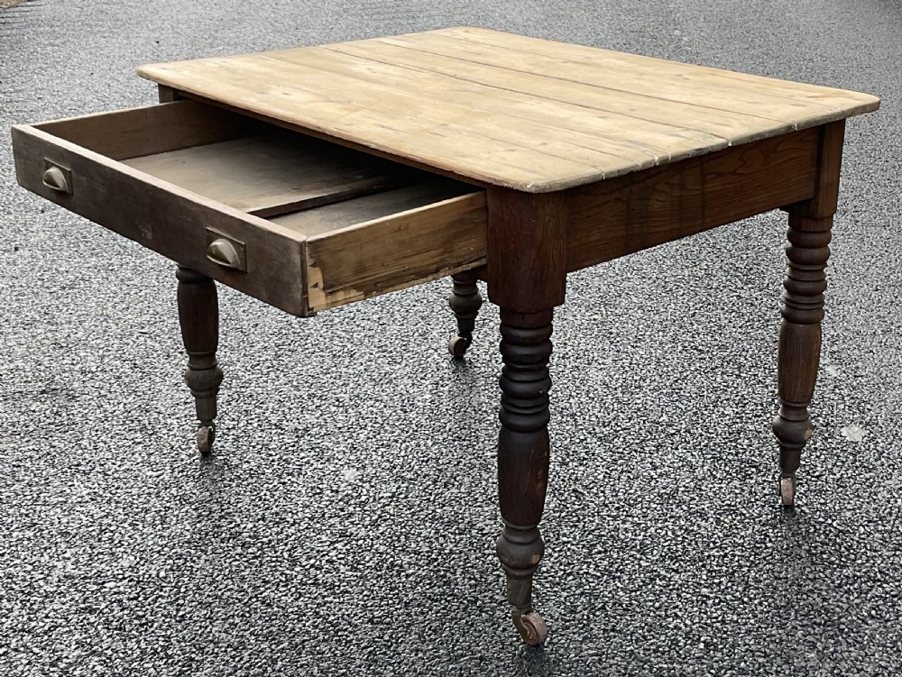 Victorian Pine Top Small Kitchen Table View VII