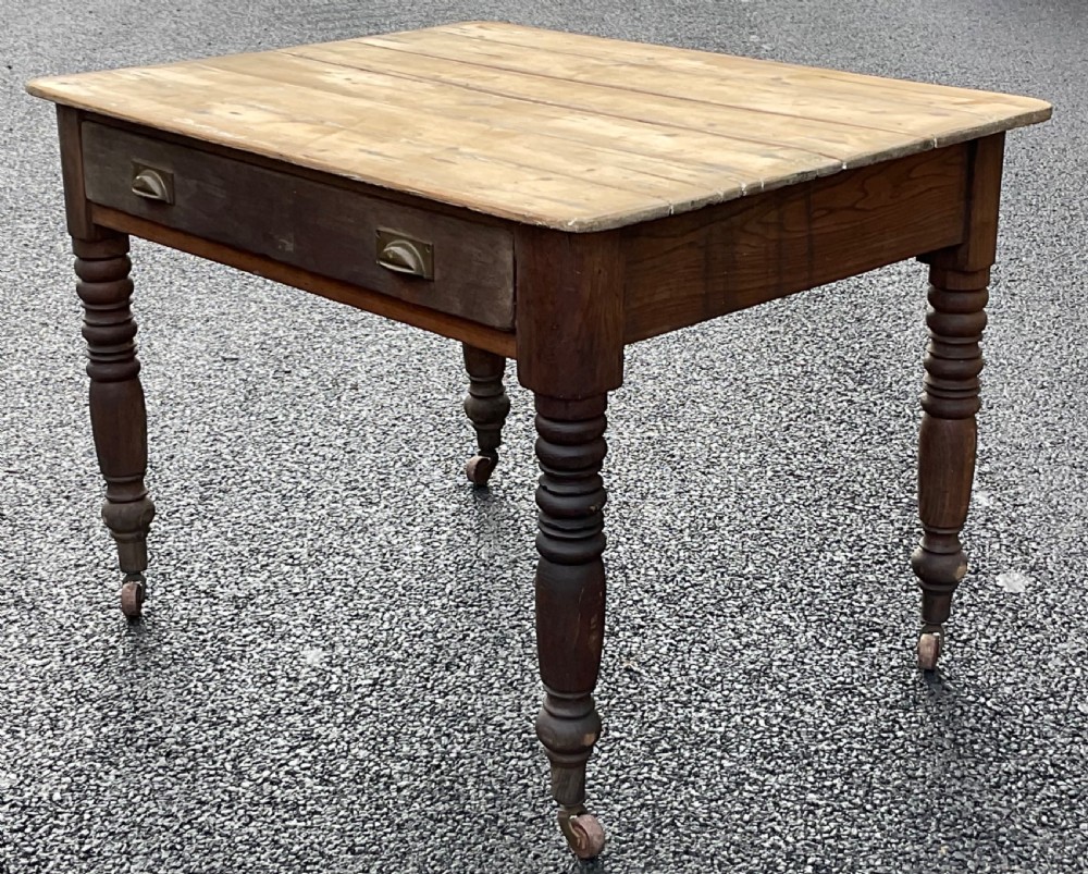 Victorian Pine Top Small Kitchen Table View VIII