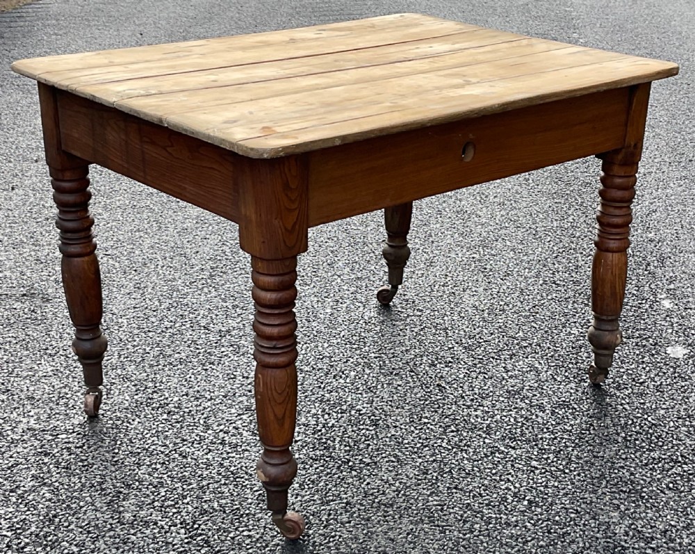 Victorian Pine Top Small Kitchen Table View IX