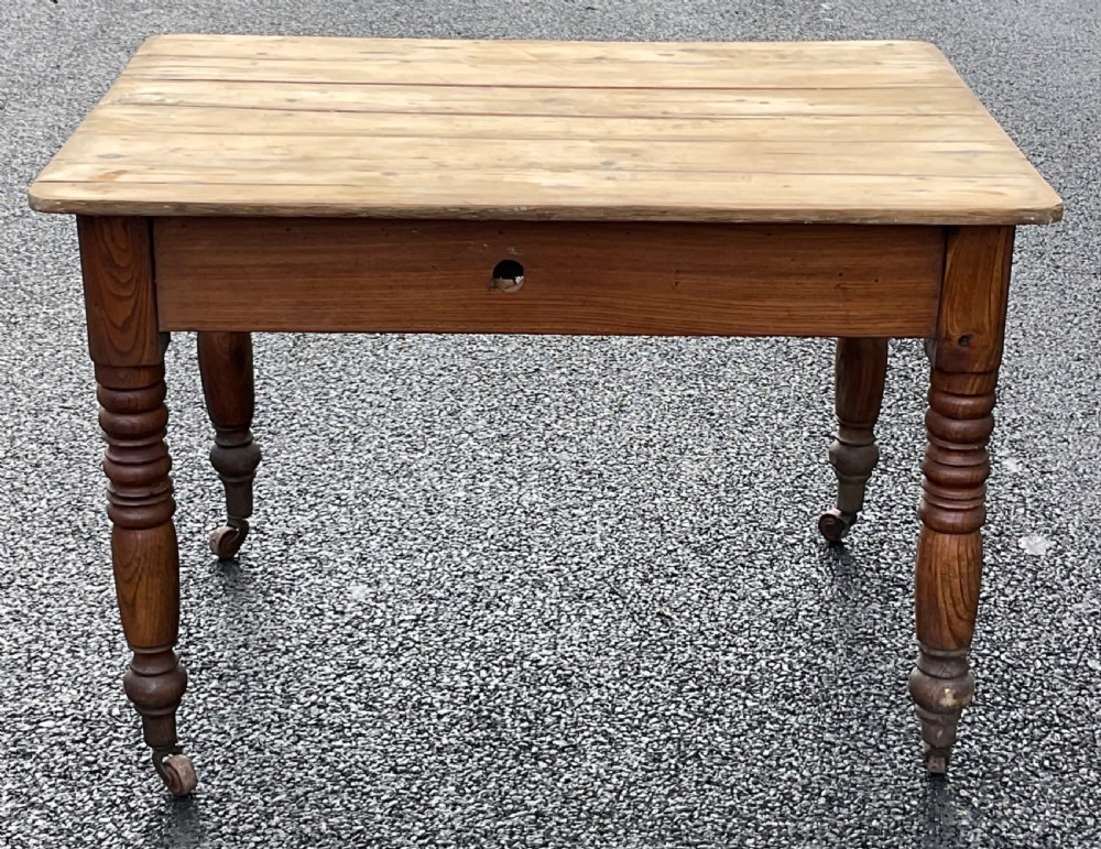 Victorian Pine Top Small Kitchen Table View XI