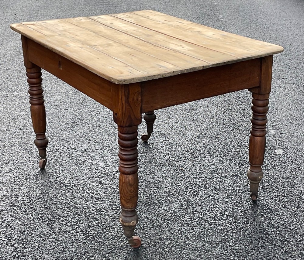 Victorian Pine Top Small Kitchen Table View XII