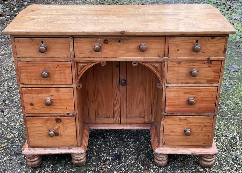 Georgian Small Pine Kneehole Desk