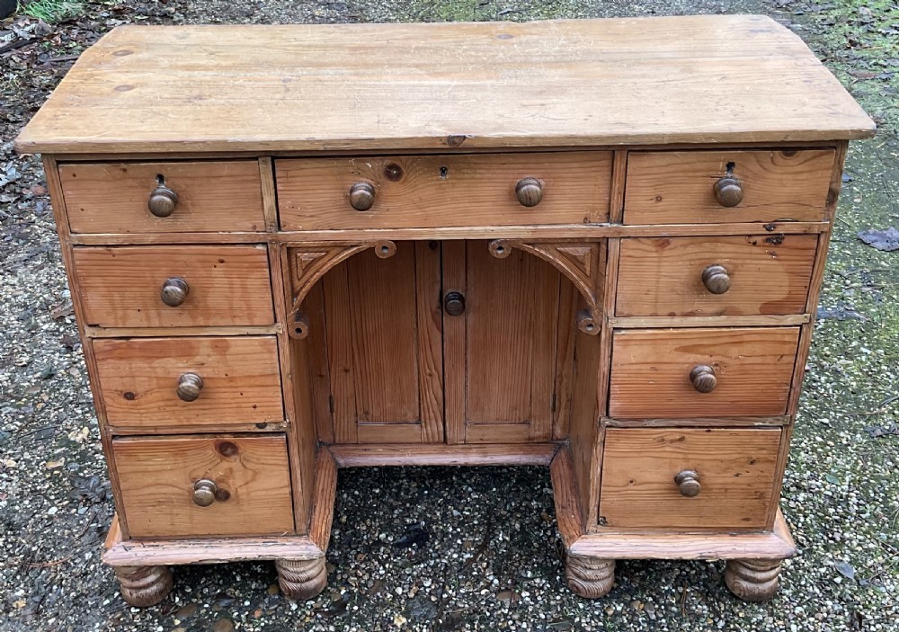 Georgian Small Pine Kneehole Desk View II