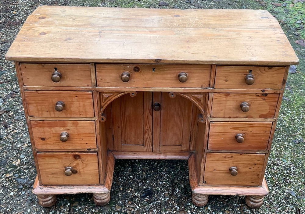 Georgian Small Pine Kneehole Desk View III