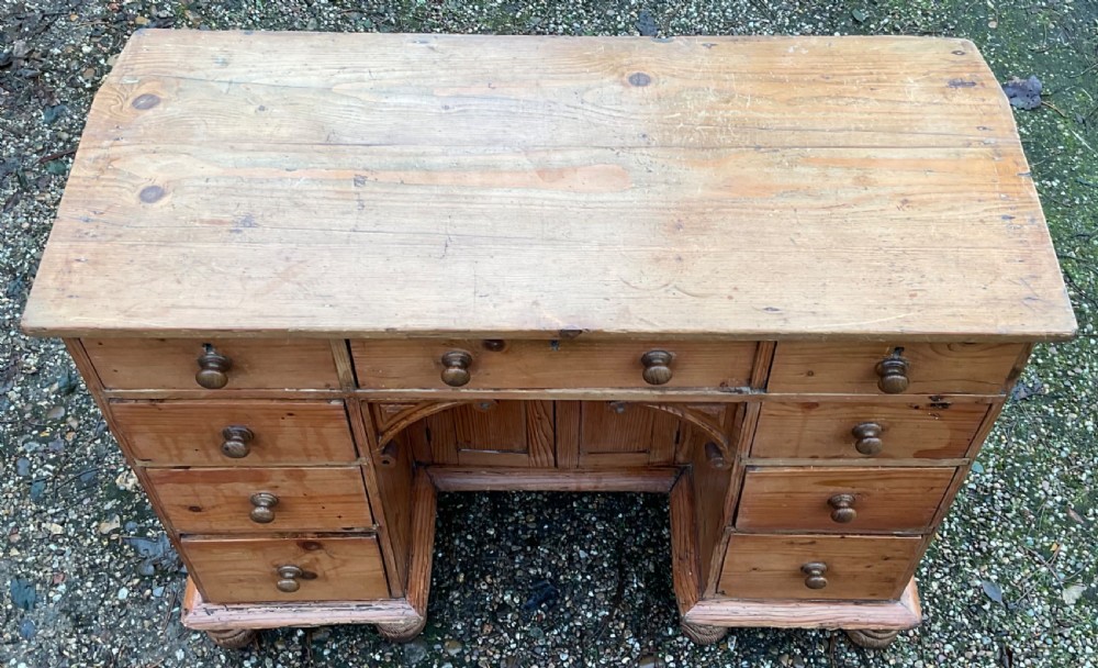 Georgian Small Pine Kneehole Desk View VI
