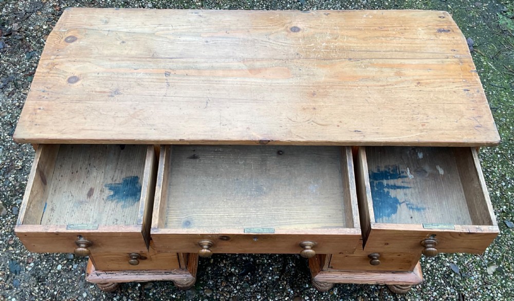 Georgian Small Pine Kneehole Desk View VIII