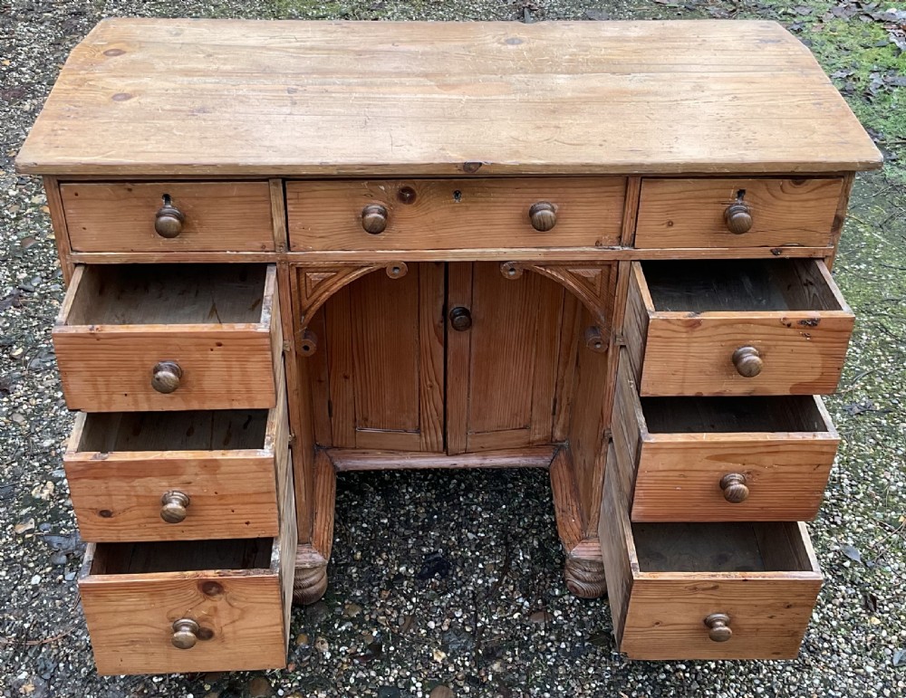 Georgian Small Pine Kneehole Desk View X
