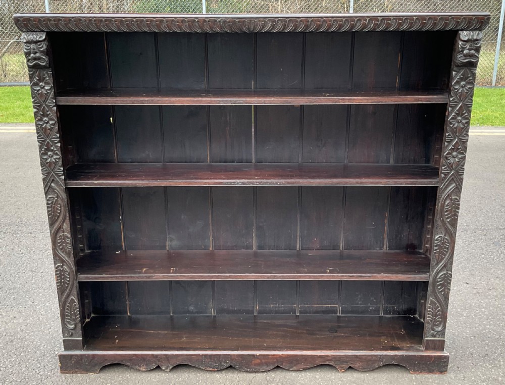 Victorian Carved Oak Open Bookcase