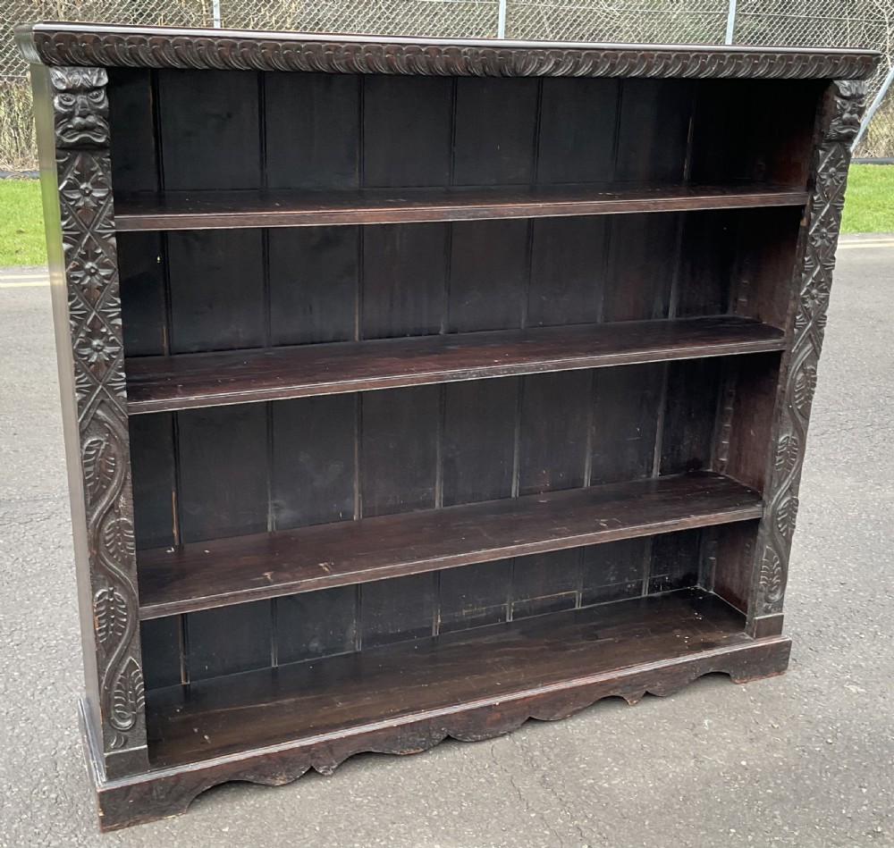 Victorian Carved Oak Open Bookcase View II
