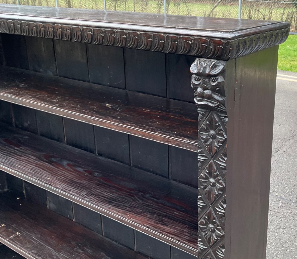 Victorian Carved Oak Open Bookcase View VI