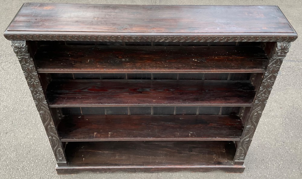 Victorian Carved Oak Open Bookcase View X