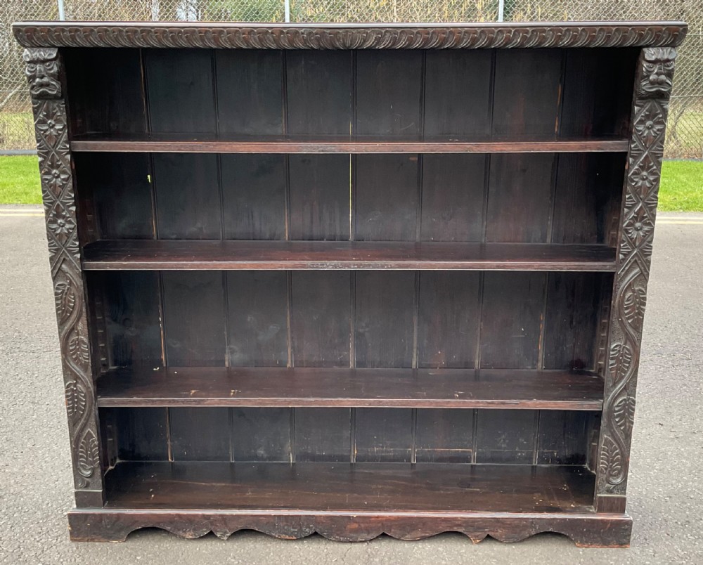 Victorian Carved Oak Open Bookcase View XII